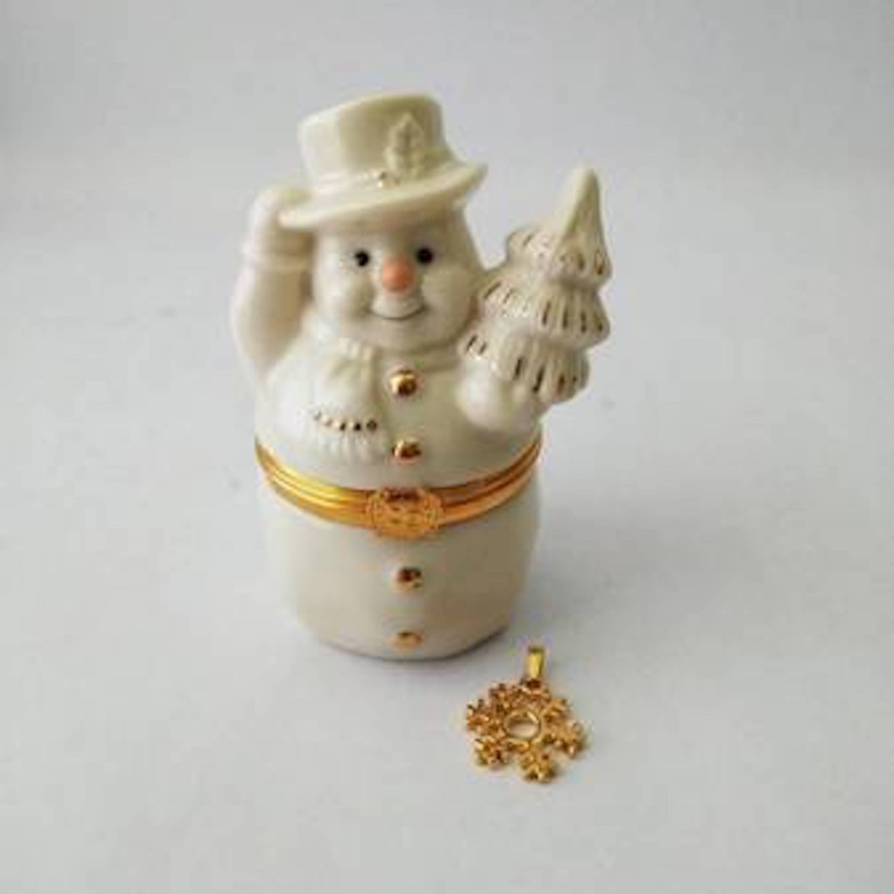Lenox Snowman's Surprise Box Trinket w/Pendant